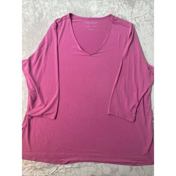 Women’s Susan Graver Modern Essential Blouse Pink Plus Size 3X - Picture 4 of 11